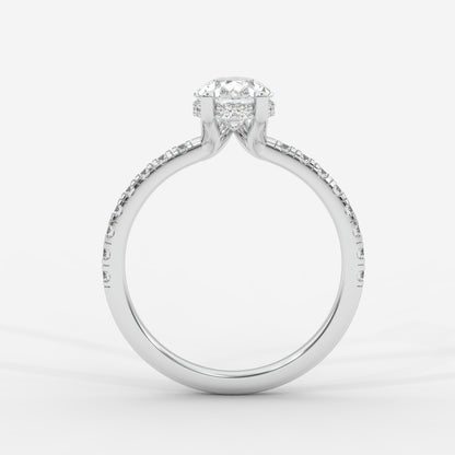 Vivienne Diamond Ring with Hidden Halo and Pavé Band - Pear