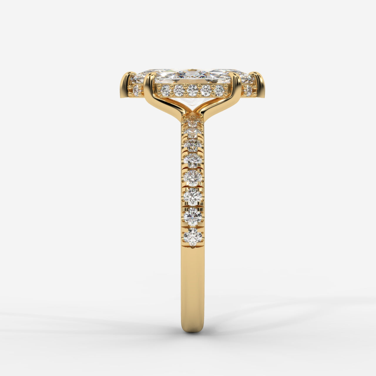 Vivienne Diamond Ring with Hidden Halo and Pavé Band - Marquise