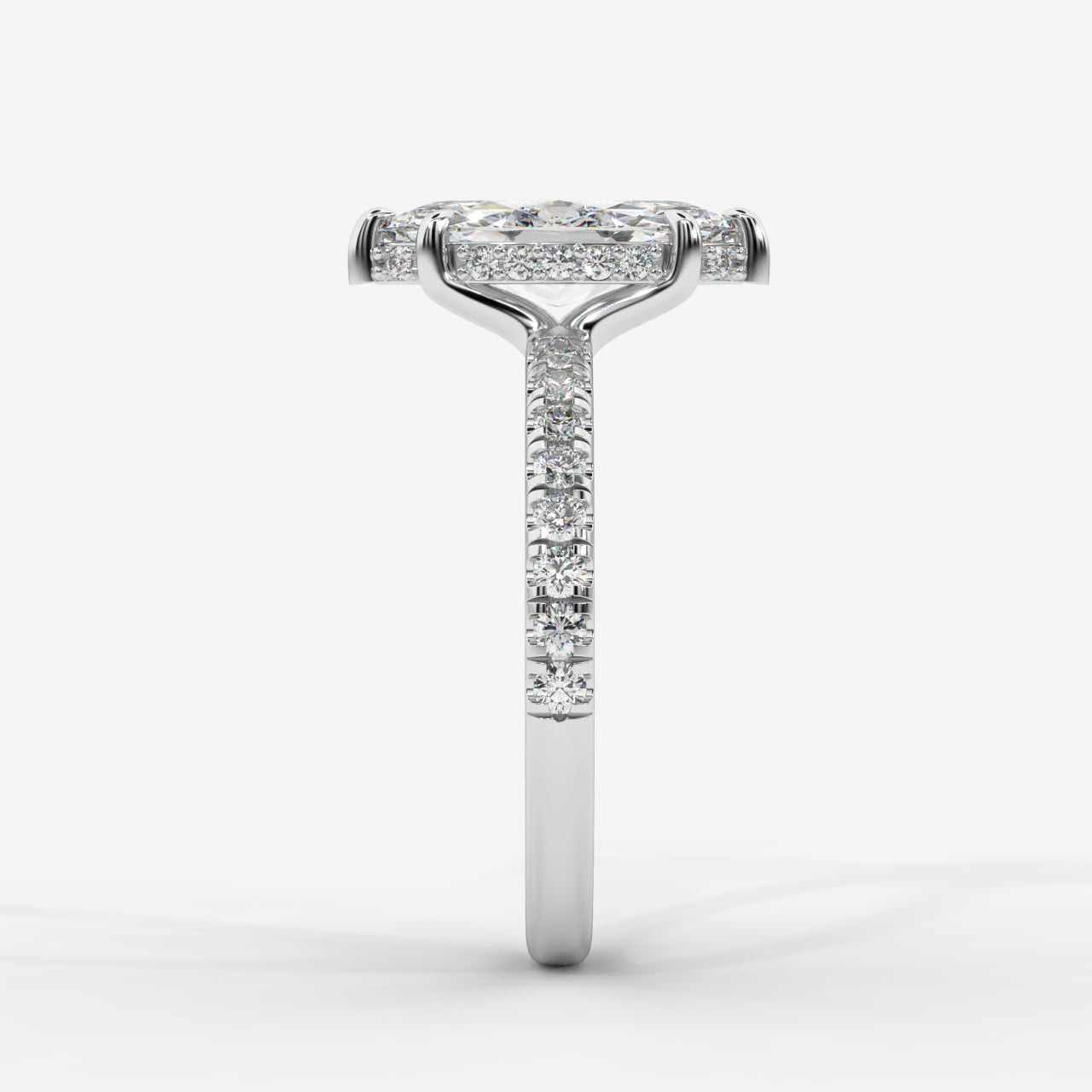 Vivienne Diamond Ring with Hidden Halo and Pavé Band - Marquise