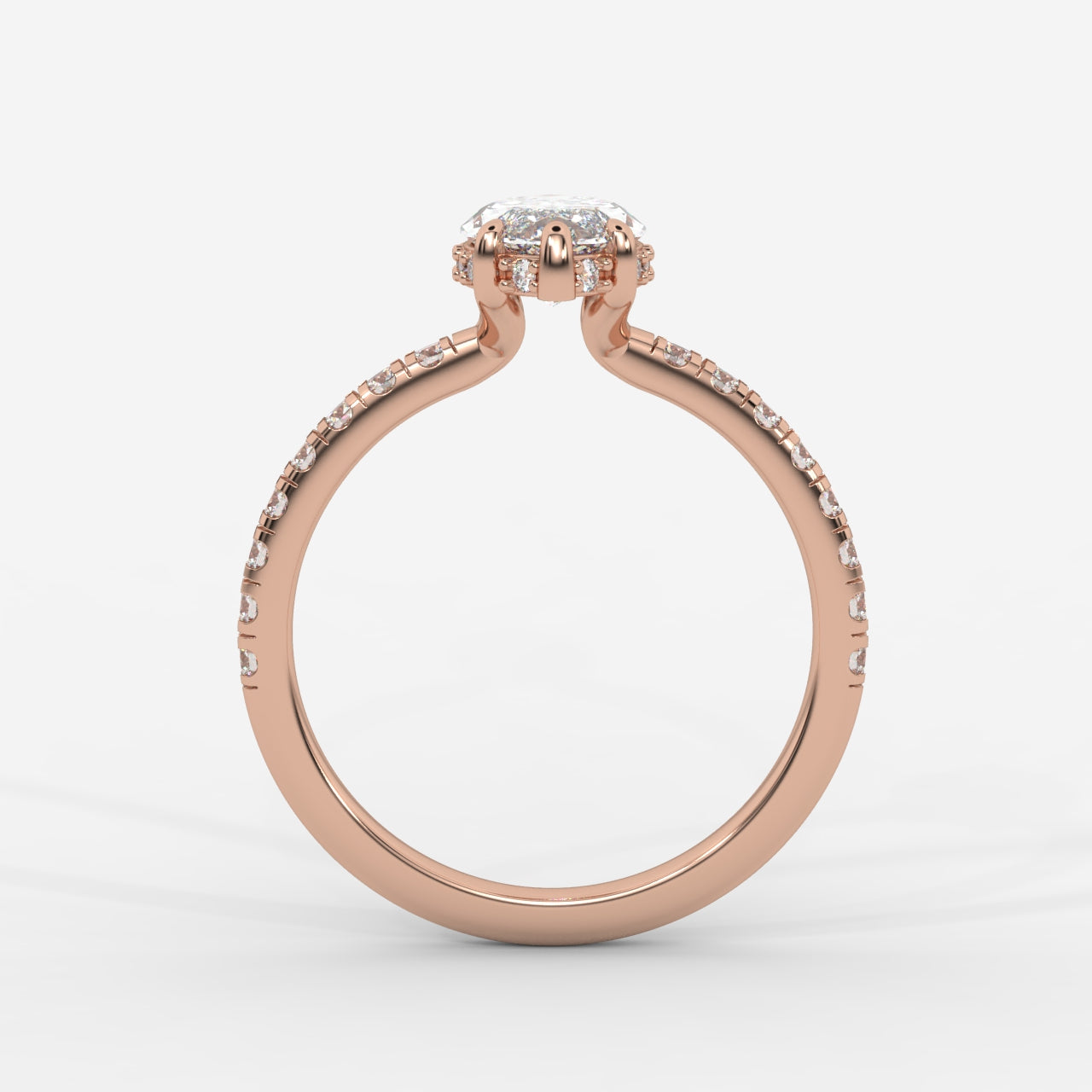 Vivienne Diamond Ring with Hidden Halo and Pavé Band - Marquise