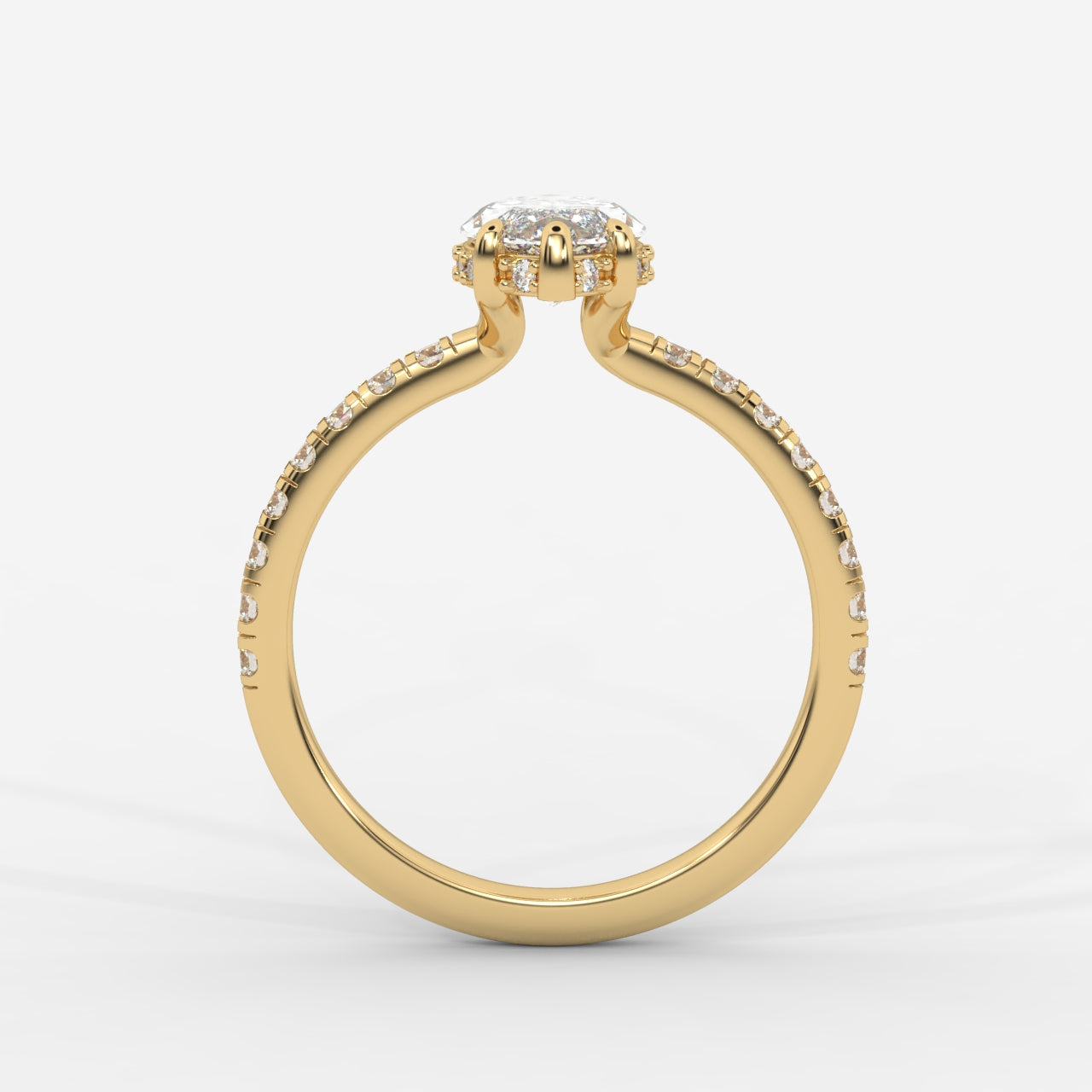 Vivienne Diamond Ring with Hidden Halo and Pavé Band - Marquise