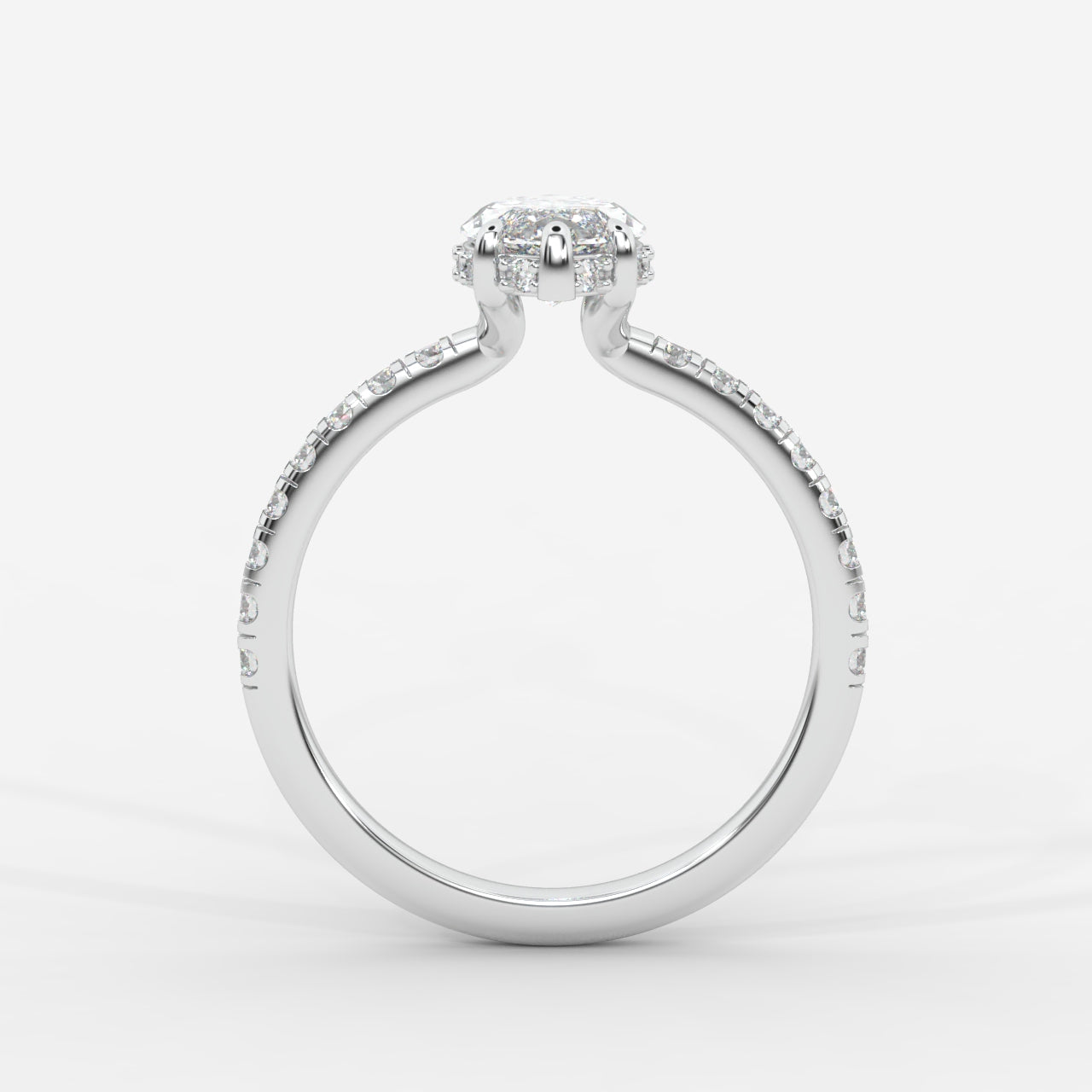 Vivienne Diamond Ring with Hidden Halo and Pavé Band - Marquise