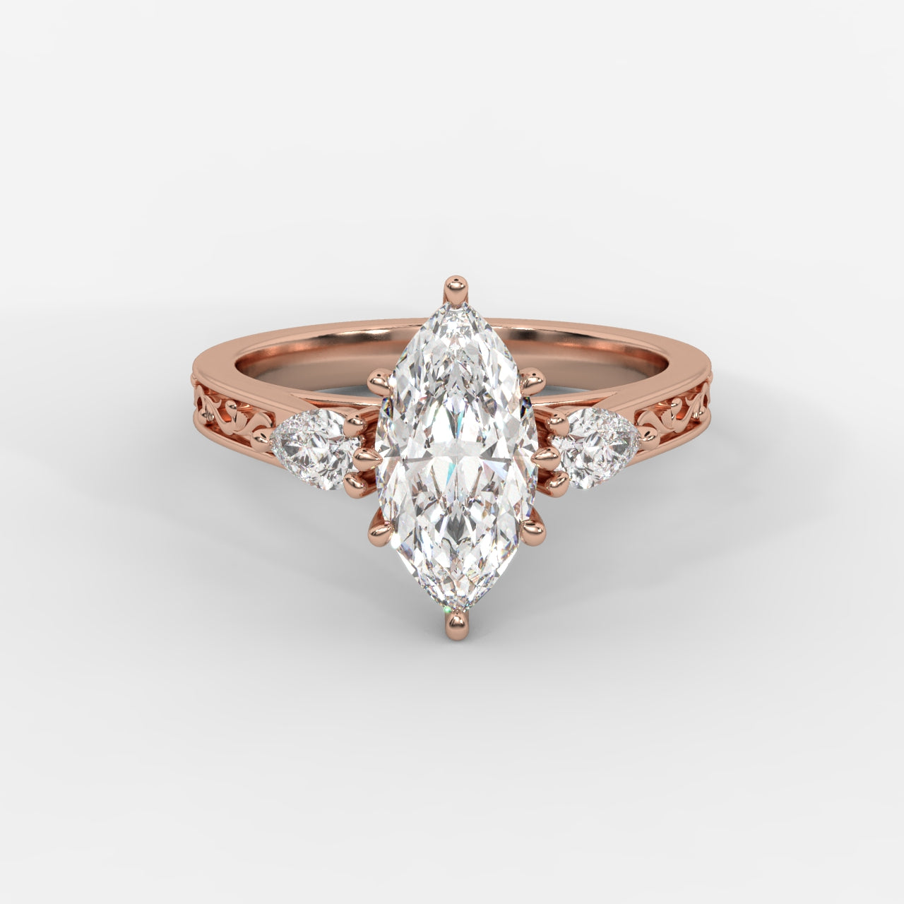 Caroline Three-Stone Ring - Marquise