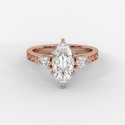 Caroline Three-Stone Ring - Marquise