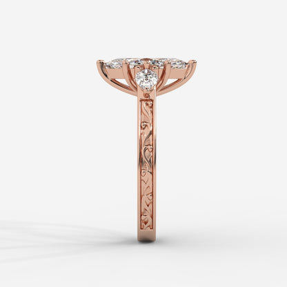 Caroline Three-Stone Ring - Marquise