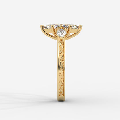 Caroline Three-Stone Ring - Marquise