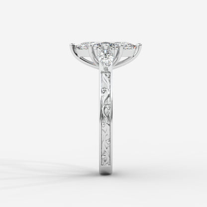 Caroline Three-Stone Ring - Marquise