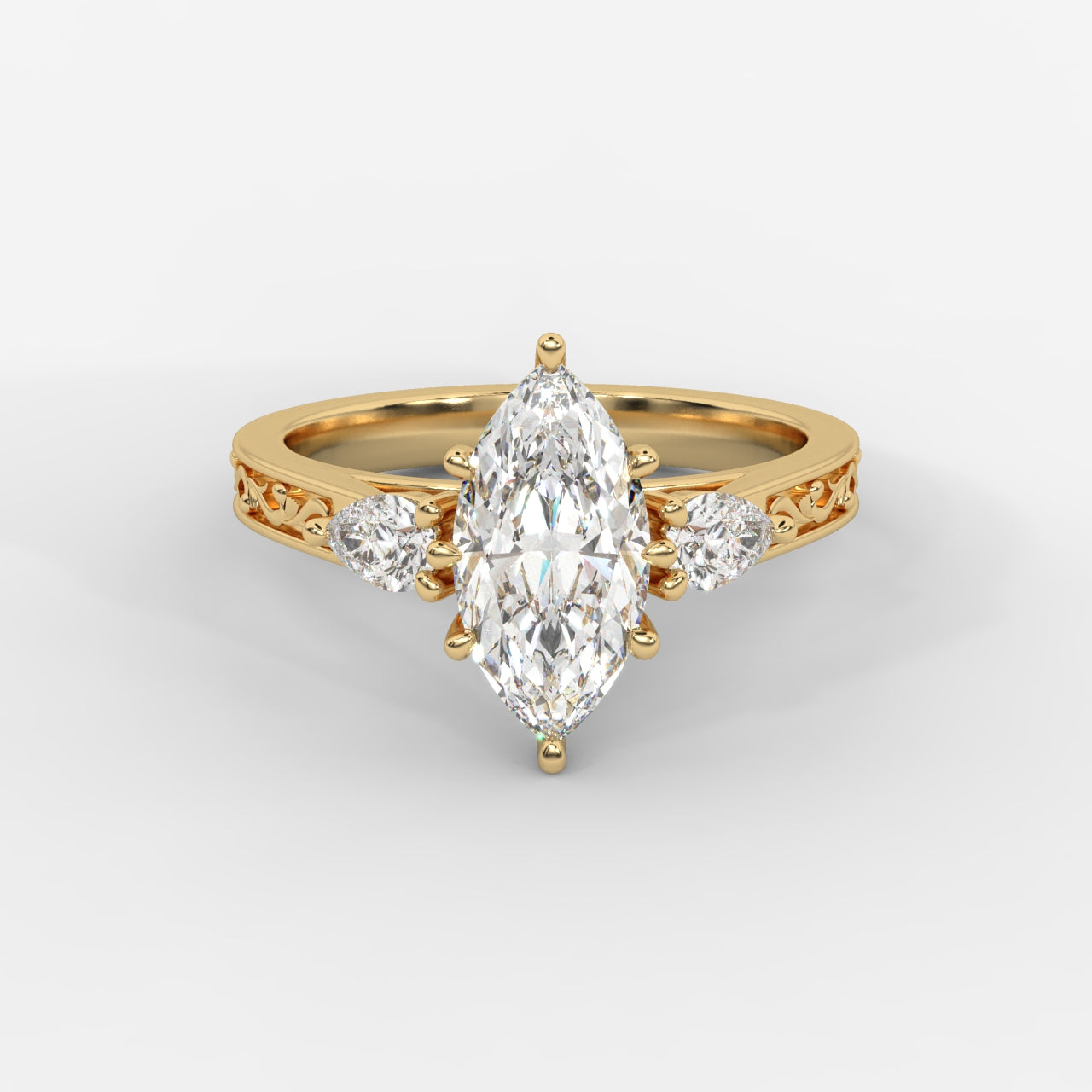Caroline Three-Stone Ring - Marquise