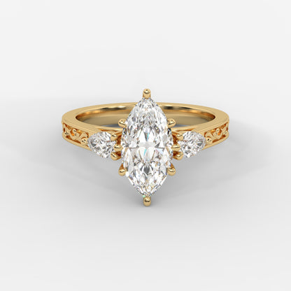 Caroline Three-Stone Ring - Marquise