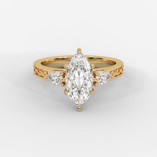 Caroline Three-Stone Ring - Marquise