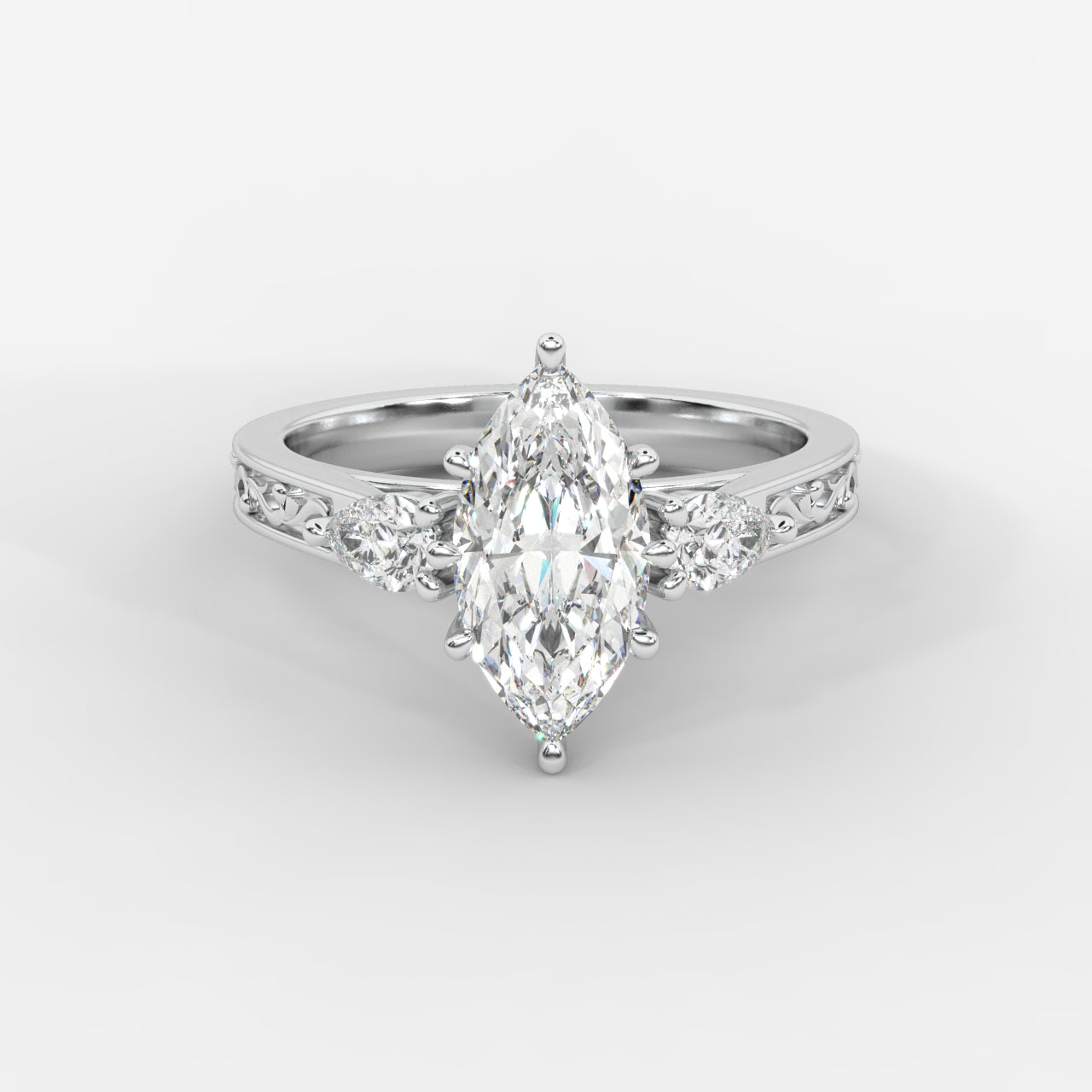 Caroline Three-Stone Ring - Marquise