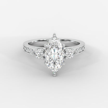Caroline Three-Stone Ring - Marquise