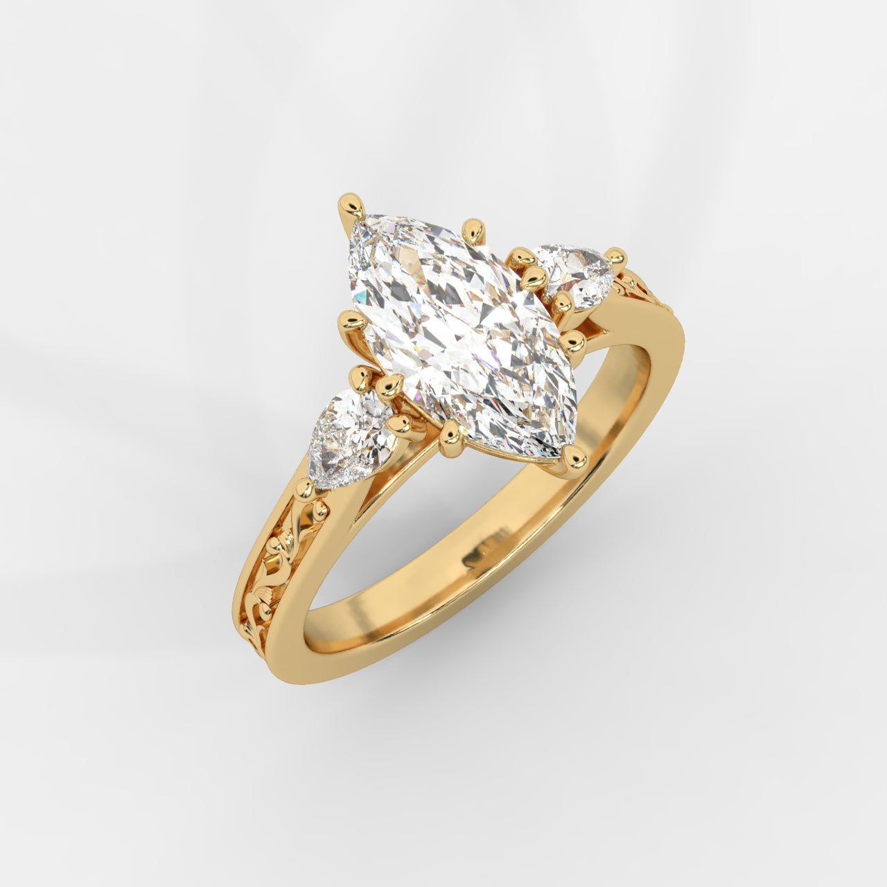 Caroline Three-Stone Ring - Marquise