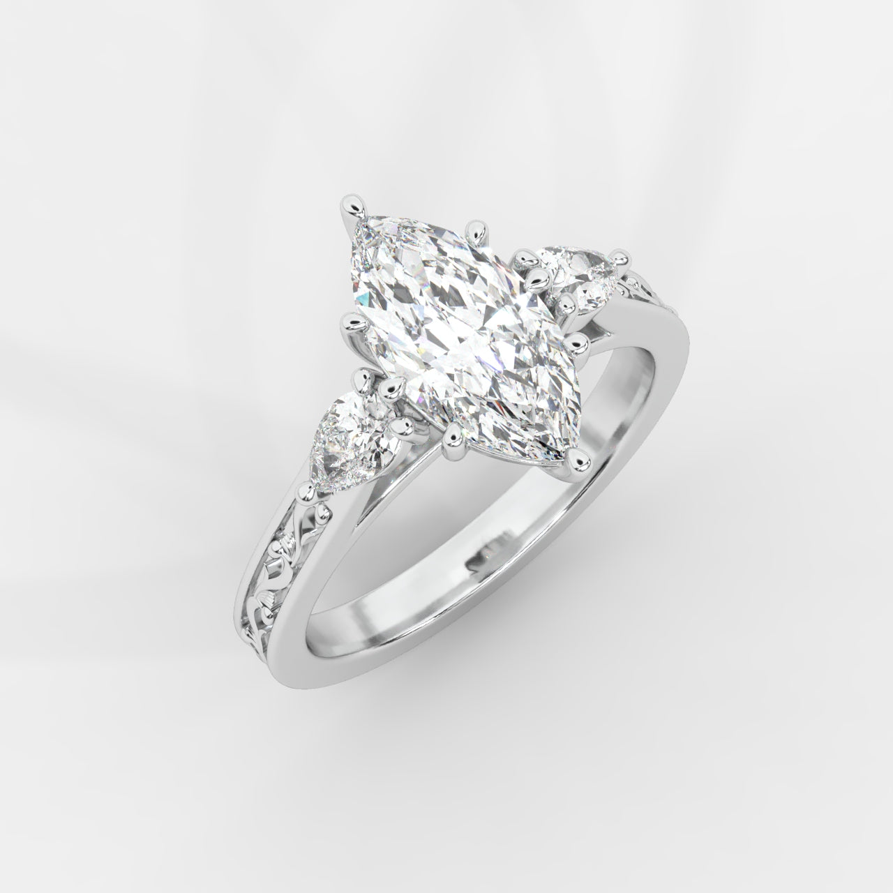 Caroline Three-Stone Ring - Marquise
