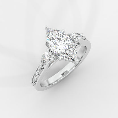 Caroline Three-Stone Ring - Marquise