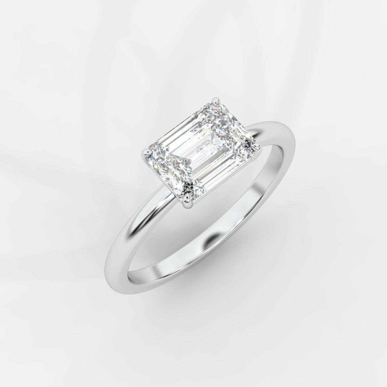 Aria Brilliant East West Solitaire Ring - Emerald