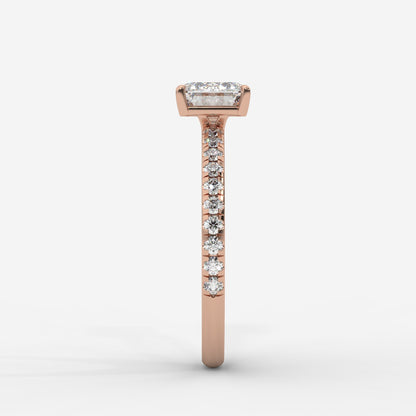 Juliette Brilliant East West Ring with Pavé Band - Emerald