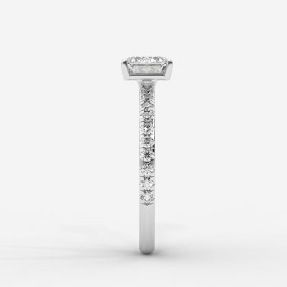 Juliette Brilliant East West Ring with Pavé Band - Emerald