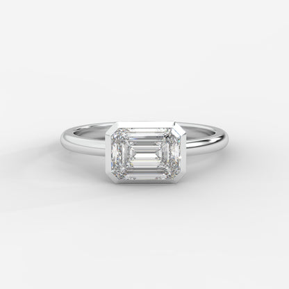 Eden East-West Bezel Solitaire Ring - Emerald