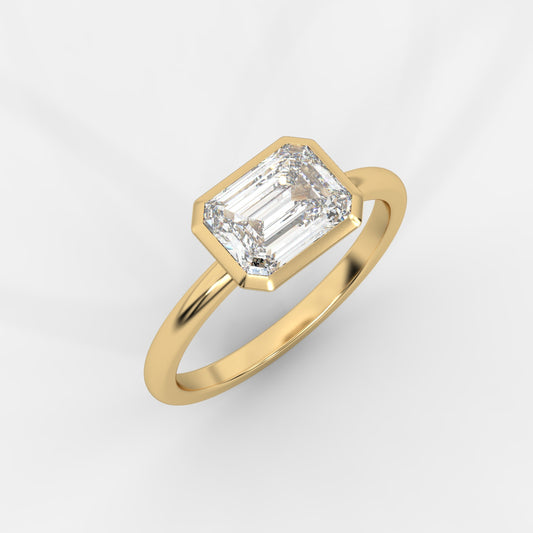 Eden East-West Bezel Solitaire Ring - Emerald