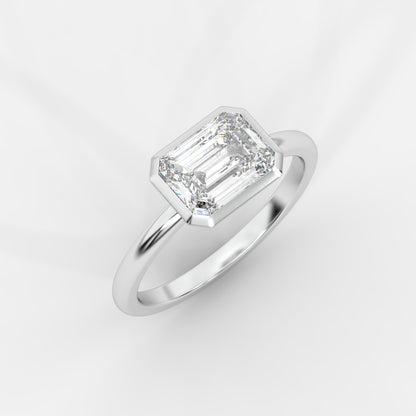 Eden East-West Bezel Solitaire Ring - Emerald