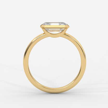 Eden East-West Bezel Solitaire Ring - Emerald