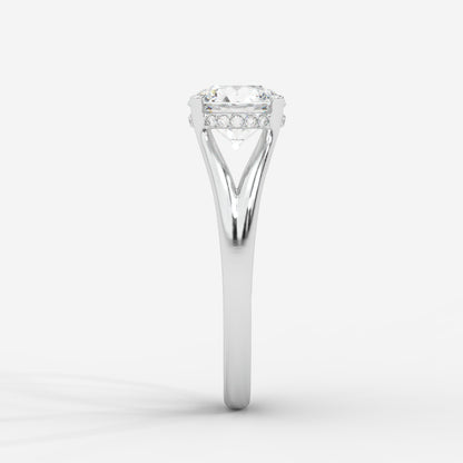 Serena Split Shank Hidden Halo Ring – Round