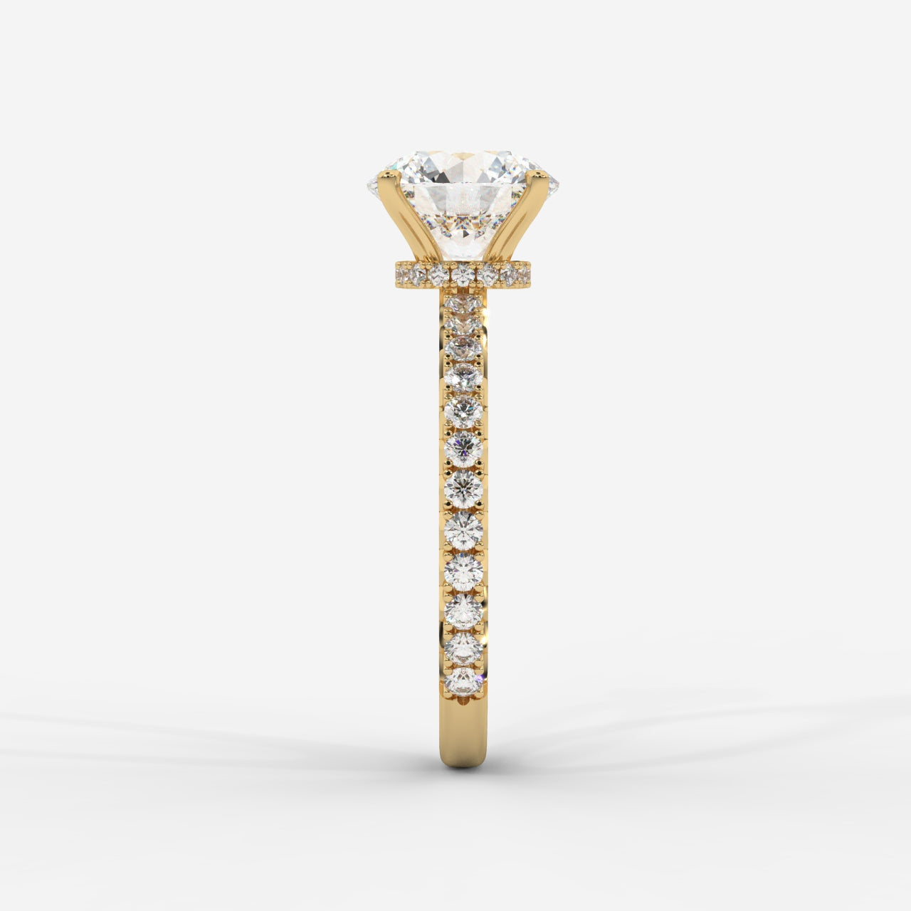 Charlotte Hidden Halo Ring with Pavé Band - Round