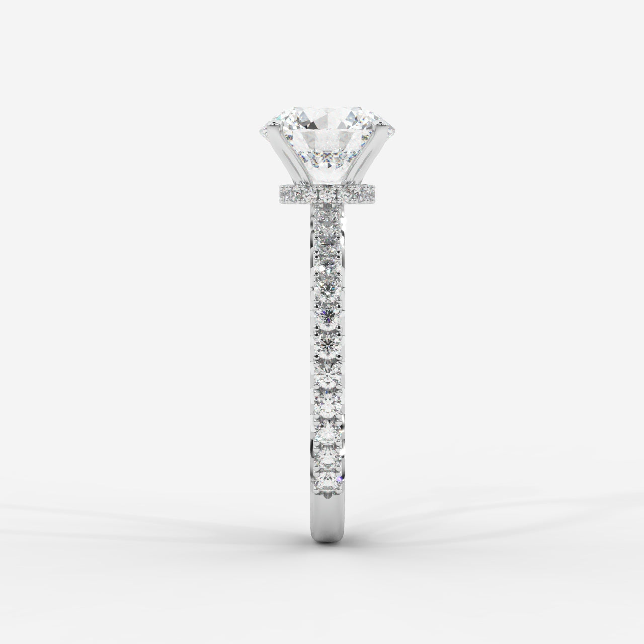 Charlotte Hidden Halo Ring with Pavé Band - Round