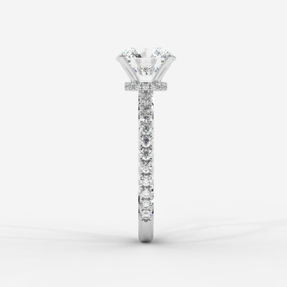 Charlotte Hidden Halo Ring with Pavé Band - Round