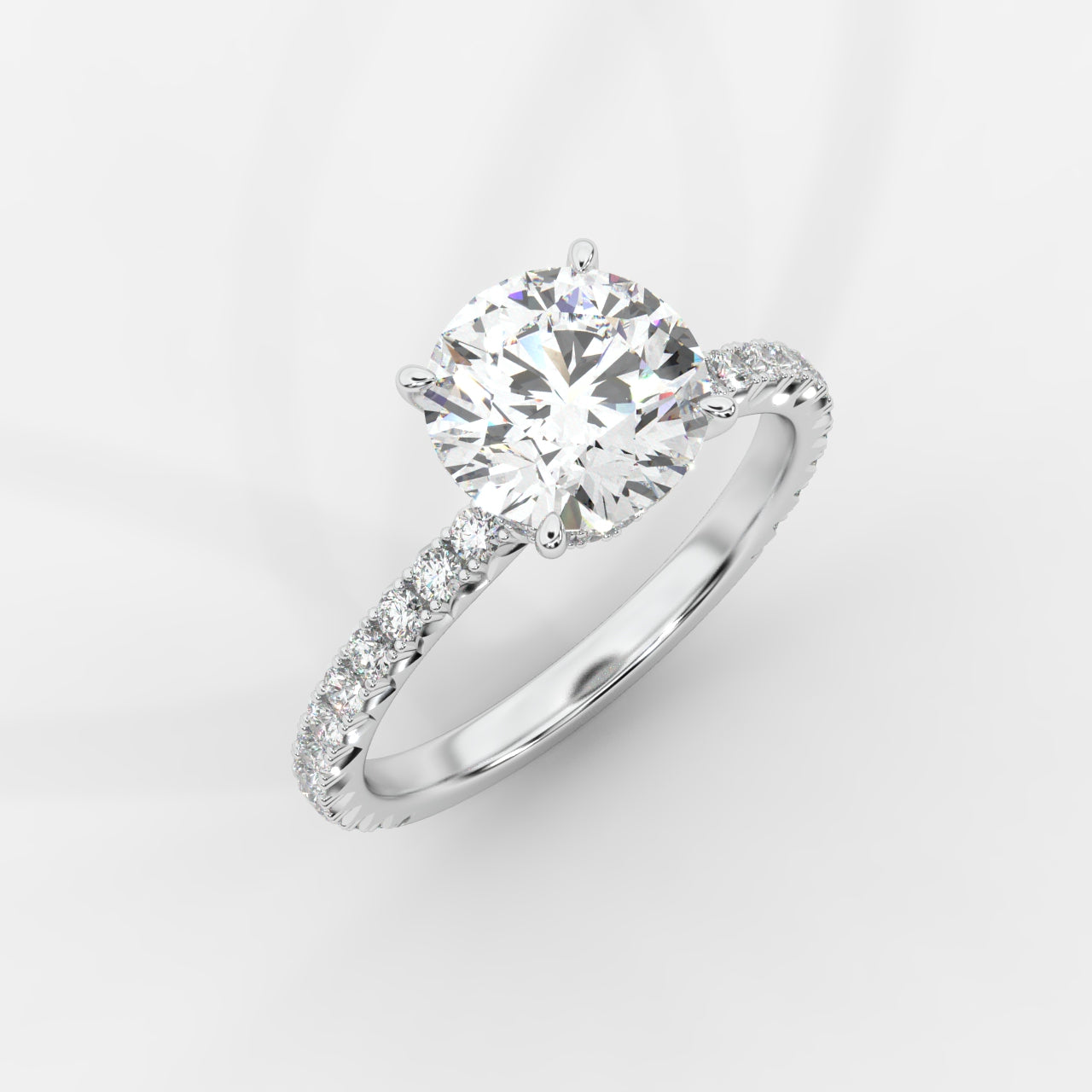 Charlotte Hidden Halo Ring with Pavé Band - Round