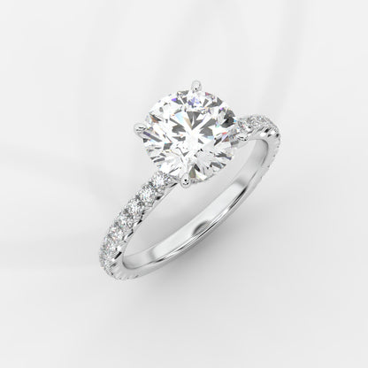Charlotte Hidden Halo Ring with Pavé Band - Round