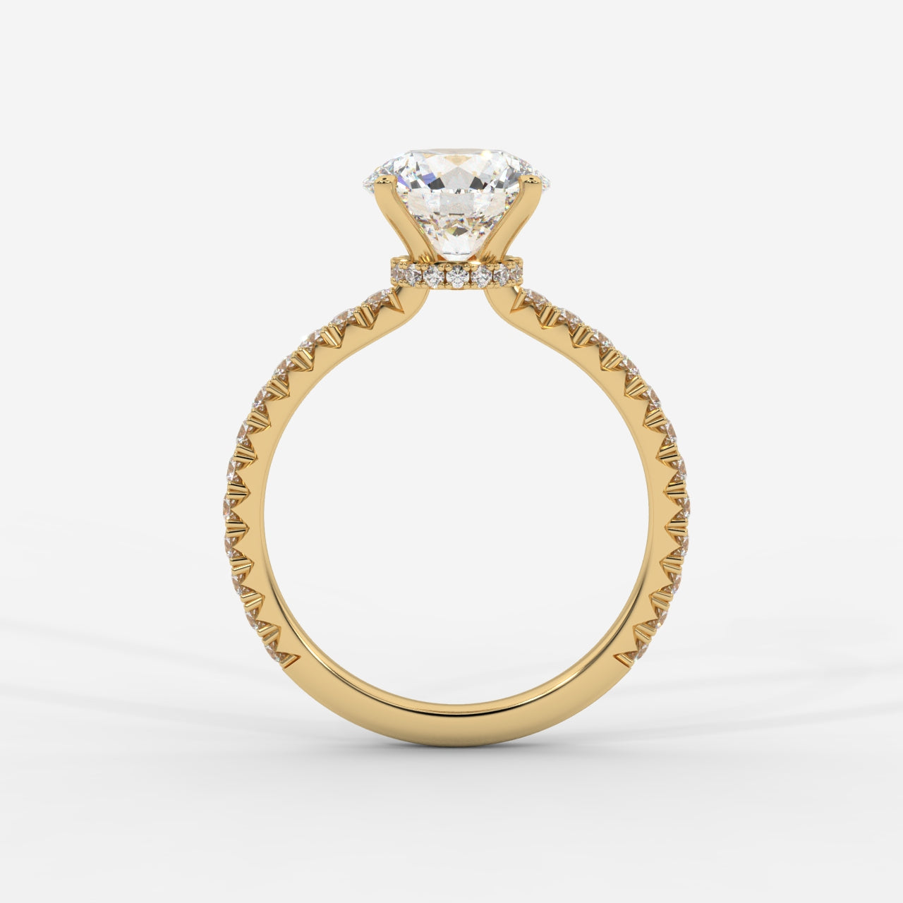 Charlotte Hidden Halo Ring with Pavé Band - Round