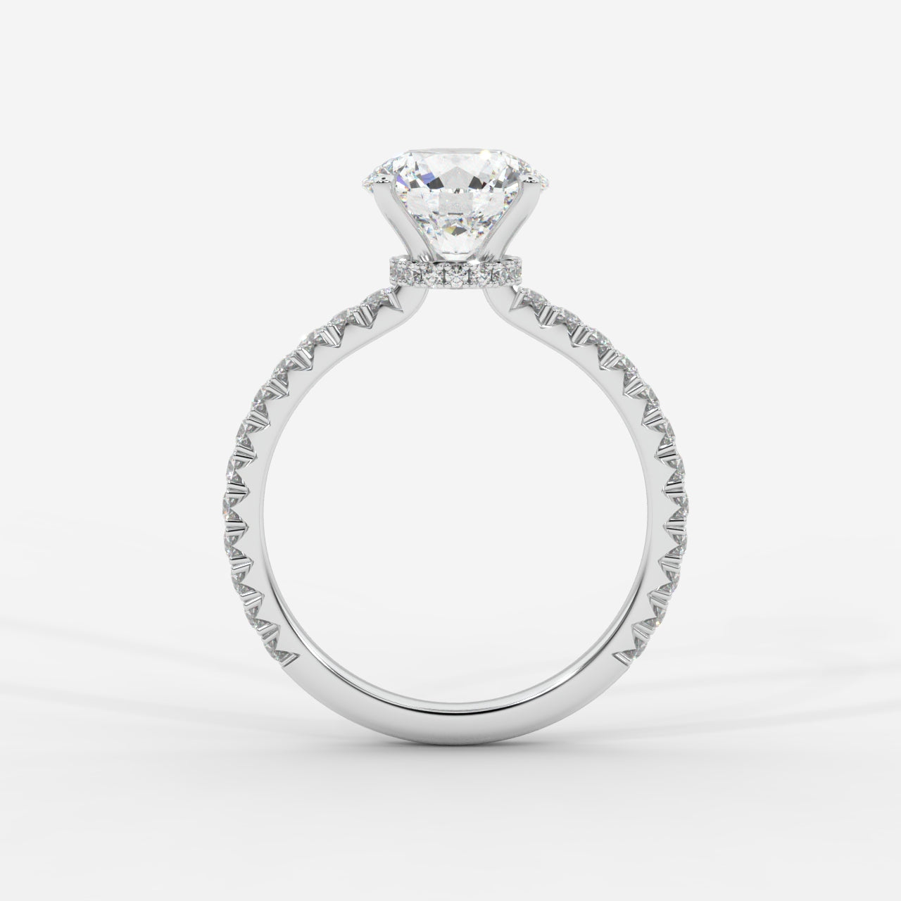Charlotte Hidden Halo Ring with Pavé Band - Round