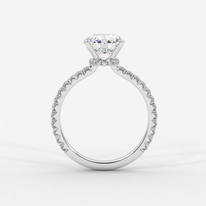 Charlotte Hidden Halo Ring with Pavé Band - Round