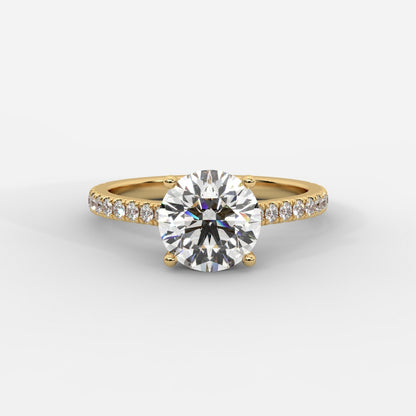 Vivienne Diamond Ring with Hidden Halo and Pavé Band - Round