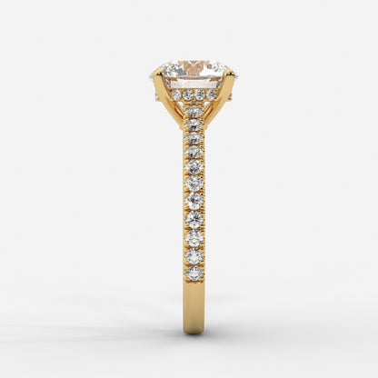 Vivienne Diamond Ring with Hidden Halo and Pavé Band - Round