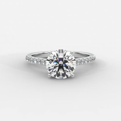 Vivienne Diamond Ring with Hidden Halo and Pavé Band - Round