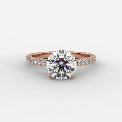 Vivienne Diamond Ring with Hidden Halo and Pavé Band - Round