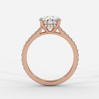 Vivienne Diamond Ring with Hidden Halo and Pavé Band - Round