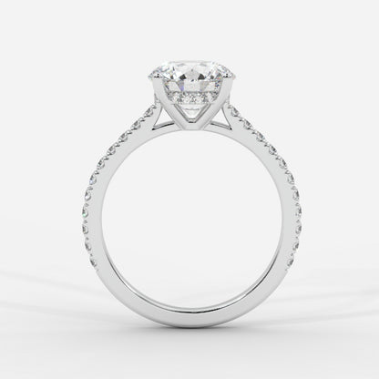 Vivienne Diamond Ring with Hidden Halo and Pavé Band - Round