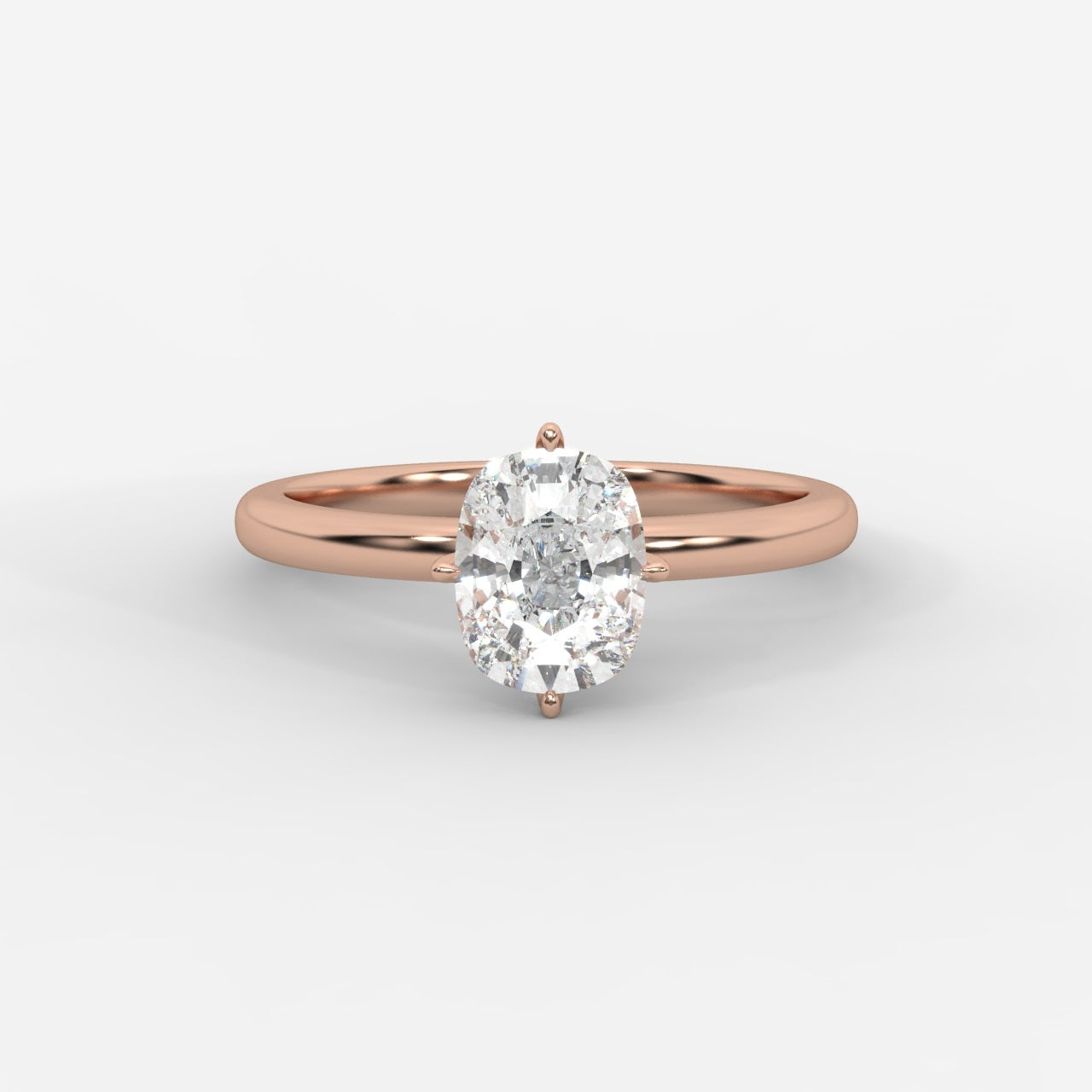 Leah Compass Solitaire Ring With Hidden Halo - Cushion