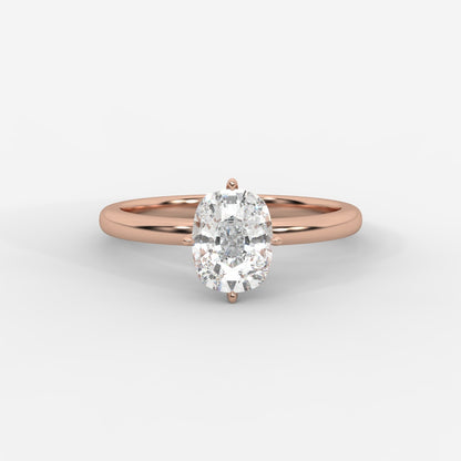 Leah Compass Solitaire Ring With Hidden Halo - Cushion