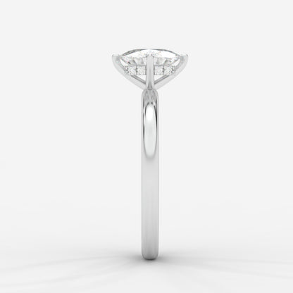 Leah Compass Solitaire Ring With Hidden Halo - Cushion