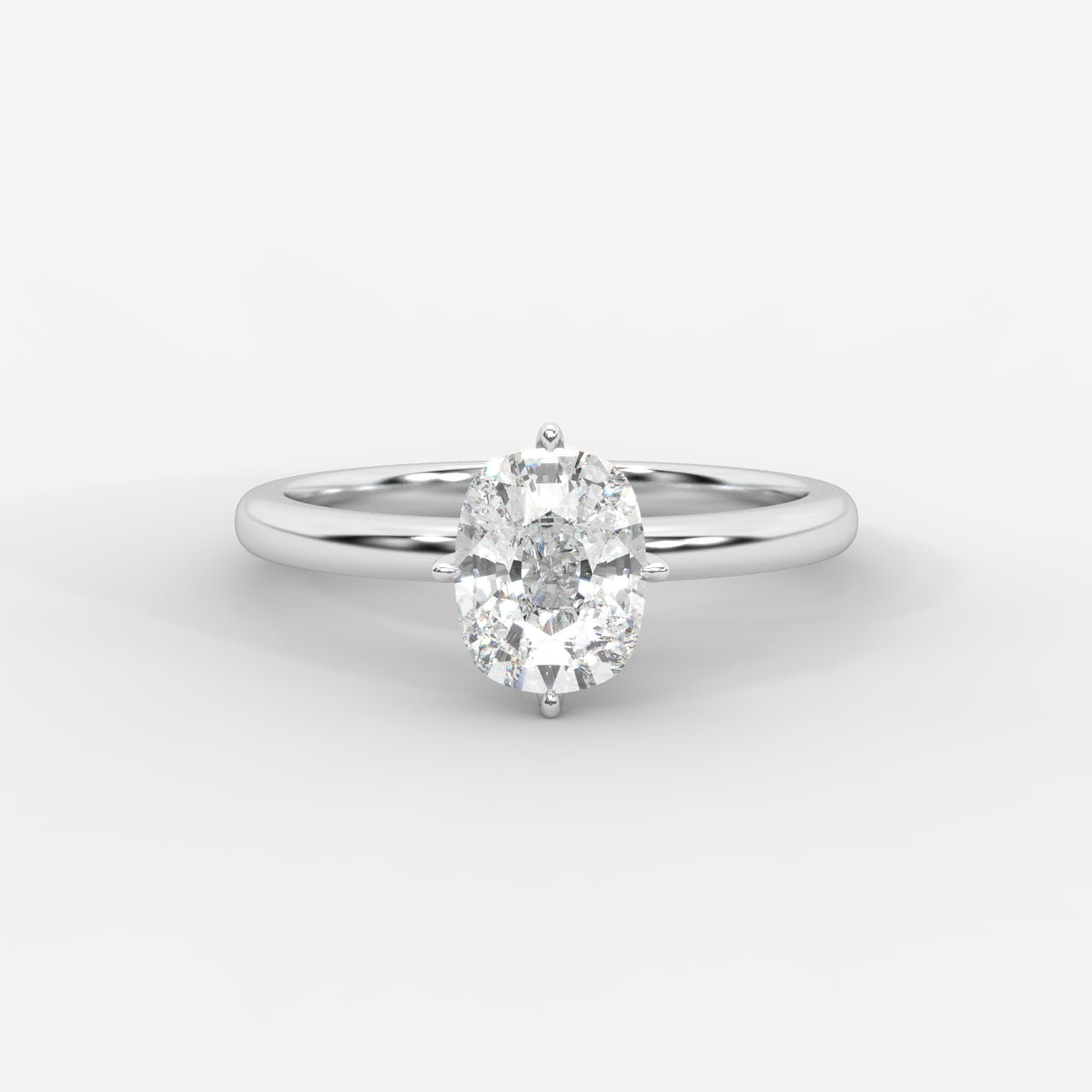 Leah Compass Solitaire Ring With Hidden Halo - Cushion