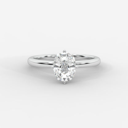 Leah Compass Solitaire Ring With Hidden Halo - Cushion