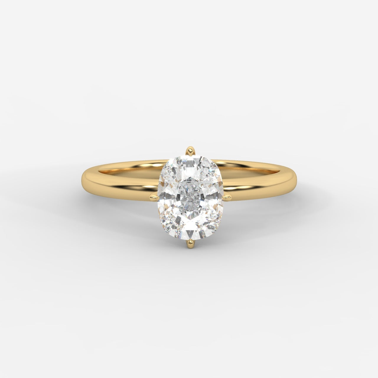 Leah Compass Solitaire Ring With Hidden Halo - Cushion