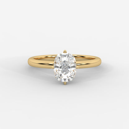 Leah Compass Solitaire Ring With Hidden Halo - Cushion