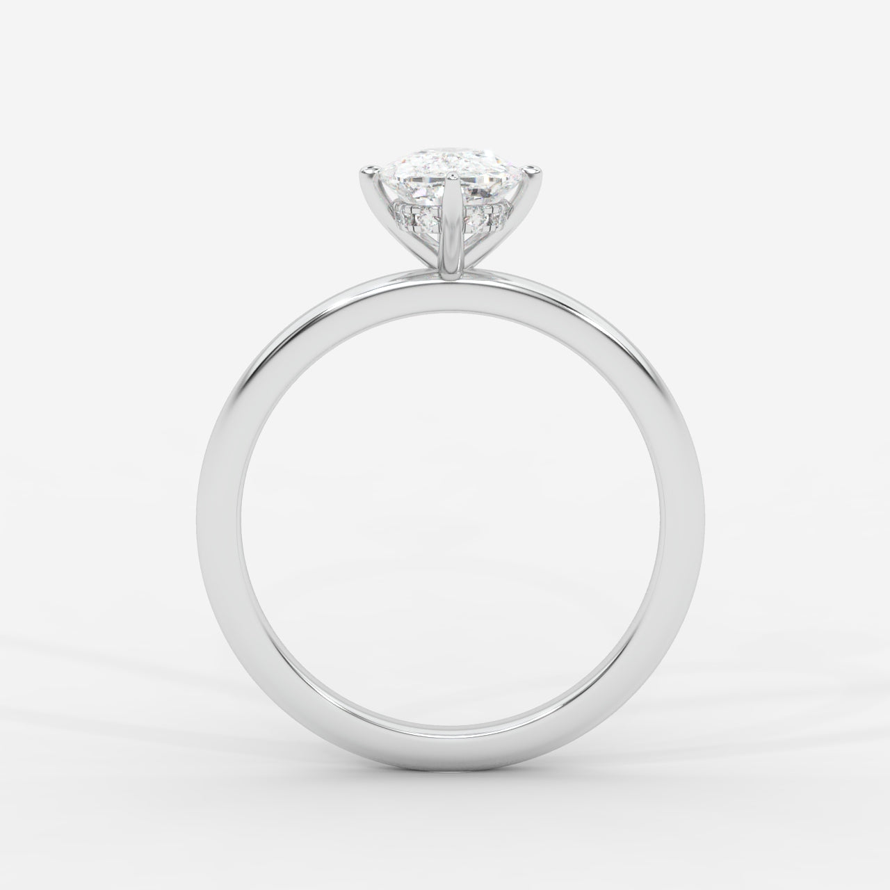 Leah Compass Solitaire Ring With Hidden Halo - Cushion
