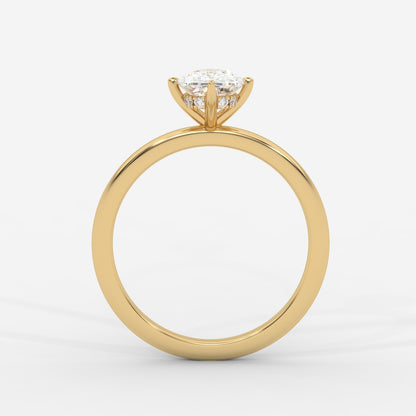 Leah Compass Solitaire Ring With Hidden Halo - Cushion